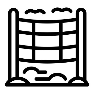 Siyah beyaz voleybol ağının basit bir simgesi, spor tasarım unsurları için mükemmel.