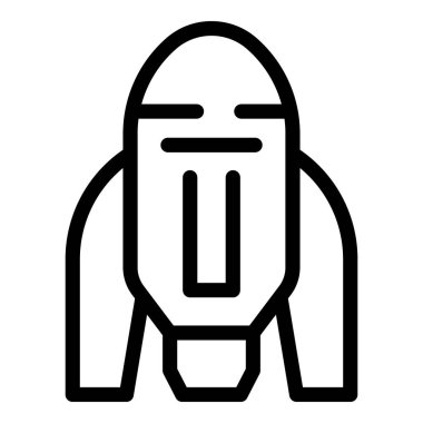 Siyah beyaz bir uzay roketinin minimalist çizgisi çizimi