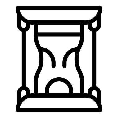 Geleneksel kum saatinin siyah ve beyaz çizimi, zamanı sembolize ediyor.