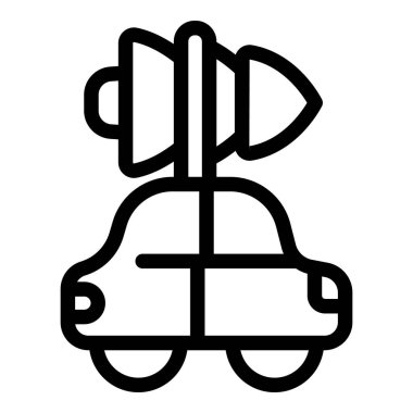 Minimalist siyah ve beyaz simge, yeşil enerjiyi sembolize eden, fişi olan elektrikli bir araç sergiliyor.