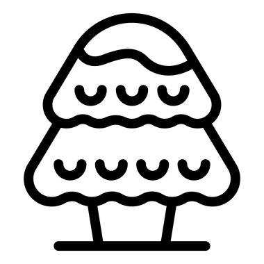 Simgeler için uygun siyah beyaz bir noel ağacının basitleştirilmiş çizgisi çizimi