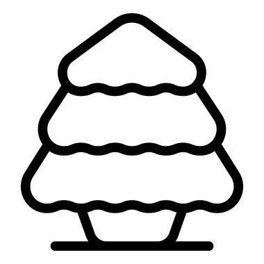 Bir Noel ağacının minimalist siyah beyaz çizgi resim simgesi