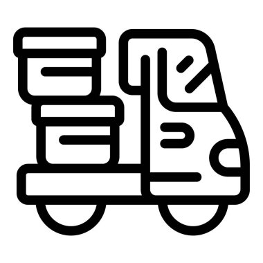 Ulaşım ve lojistik hizmetleri için bir yemek kamyonu ikonunun siyah beyaz çizgili sanat çizgisi çizimi