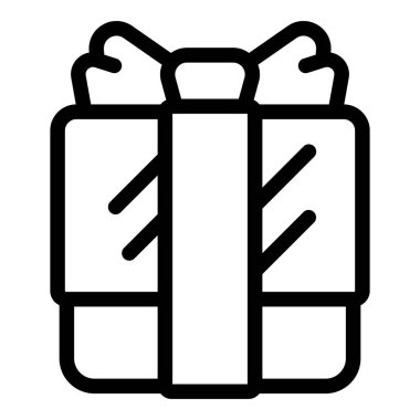 Siyah beyaz bir hediye kutusu simgesinin basit çizgisi, çeşitli tasarım kullanımları için idealdir