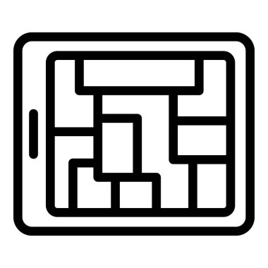 Dijital tablet ekranda gösterilen siyah doğrusal labirent bulmaca simgesi
