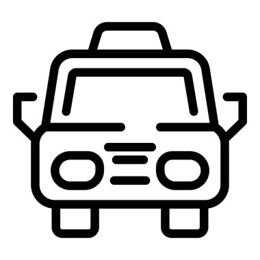 Web ve uygulama tasarımı için uygun, ön cepheli bir arabanın basit ve modern çizgi simgesi