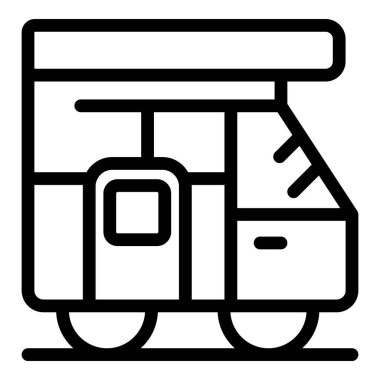 Modern bir yemek kamyonunun siyah beyaz çizgisi sanatı