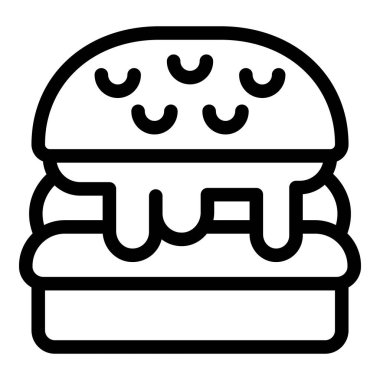 Klasik hamburgerin basit, tek renkli çizimi.