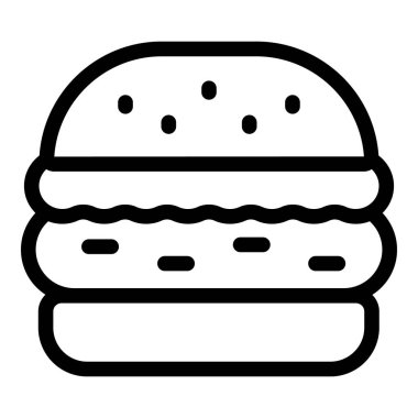 Hamburgerin basit siyah beyaz çizimi, logolar, menü çizimleri ve klişe için uygundur.