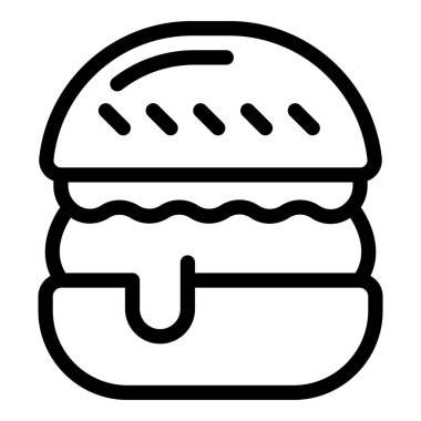 Klasik bir hamburgerin basit çizimleri, menüler, yemek uygulamaları ve simgeler için ideal.