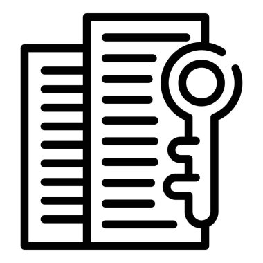 İki dikey belgenin üzerinde arama veya gözden geçirmeyi sembolize eden bir büyüteç tasvir eden siyah çizgi simgesi