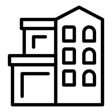 Modern ve geleneksel mimari tarzlara zıt siyah ve beyaz simge