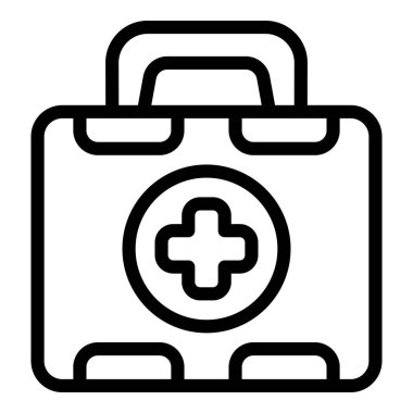 Acil servisler için bir ilk yardım kiti simgesinin siyah-beyaz çizgili sanat vektör çizimi
