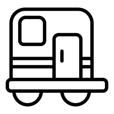 Modern bir eğlence aracının siyah çizgi sanat simgesi, seyahat temaları için uygun