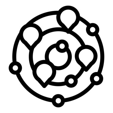 Siyah ve beyaz olarak ağ ve vektör illüstrasyonlu soyut geometrik bağlantı simgesi. Modern teknoloji ve dijital iletişimi temsil ediyor.