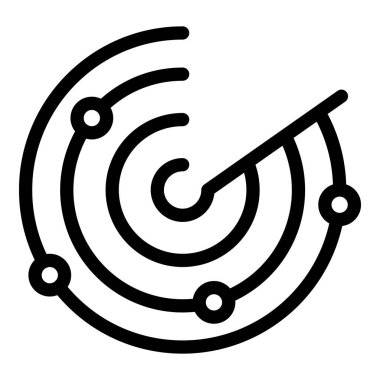 Radyal çizgileri ve noktaları olan soyut eşmerkezli dairelerin siyah ve beyaz basit simgesi