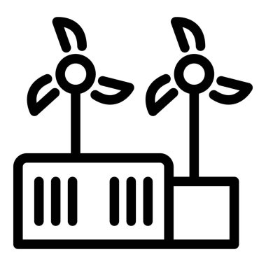 Temiz enerjiyi temsil eden rüzgar türbinlerinin minimalist siyah beyaz simgesi