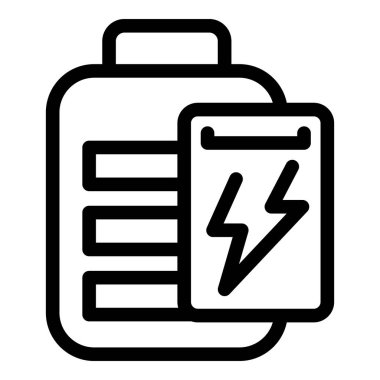 Basit bir siyah-beyaz pil simgesi, bir yıldırımla şarj sembolünü gösteriyor.