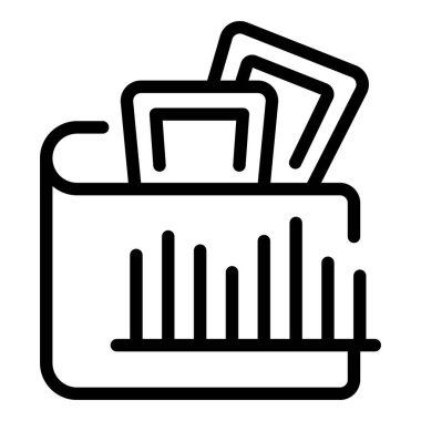 Cüzdanını gösteren siyah çizgi resim simgesi ve kredi kartları.