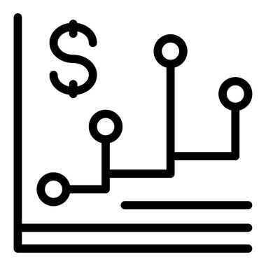 Ekonomik büyümeyi temsil eden, dolar sembollü, yükselen bir mali eğilimi tasvir eden basit bir çizgi simgesi