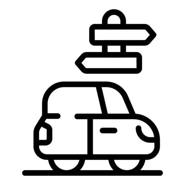 stock vector Black and white vector icon showing a car with an arrow sign pointing above it