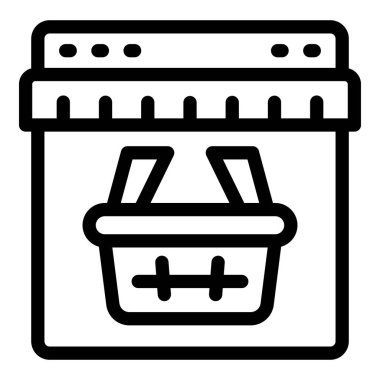 Ecommerce web ve mobil uygulama kullanıcı arayüzü tasarımı için modern ve minimalist siyah beyaz vektör çevrimiçi alışveriş simgesi