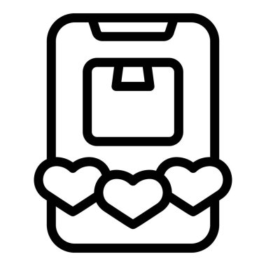 Müşteri memnuniyetini ya da uygulama değerlendirmesini gösteren kalp reytingleri olan mobil bir cihazın ana simgesi