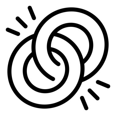 Siyah ve beyaz çizgi sanatı soyut, birbirine kenetlenmiş sonsuz düğüm sembolü