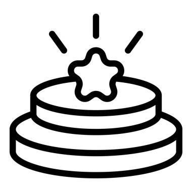 Siyah ve beyaz çizgili bir podyum sanatı. Üstünde parlak bir yıldız var. Başarı ve başarıyı simgeliyor.