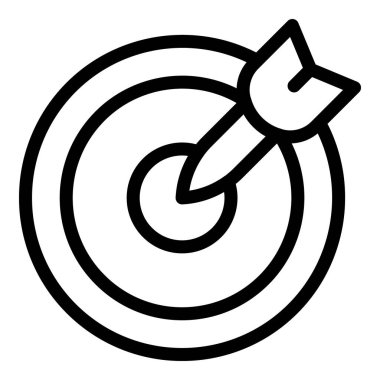 İş ve rekabette doğruluğu, başarıyı ve kesinliği temsil eden ok ikonlu başarıyı hedefle.