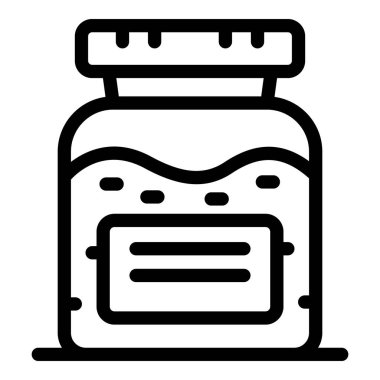 Basit çizim çizimi, grafik tasarımı, ambalajlama ve mutfak teması için mükemmel olan el yapımı siyah-beyaz reçel kavanozu çizimi ikonu çizimi