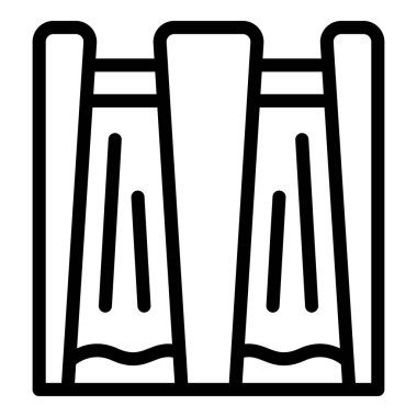 Vektör grafik tasarımındaki hidroelektrik baraj simgesi, endüstriyel bir altyapıda elektrik üretimi ve korunması için sürdürülebilir ve eko-dostane teknolojiyi temsil etmektedir.