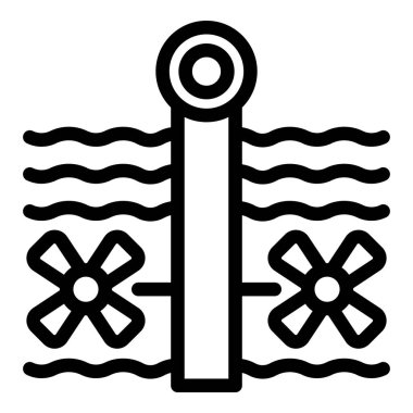 Dalgaları ve çapraz kürekleri olan bir iskele simgesi