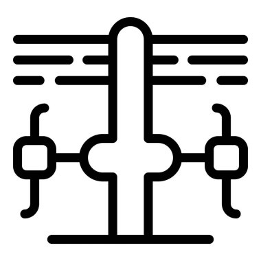 Uçakları kontrol eden bir tasarım tasarımı tasvir eden siyah çizgi resim simgesi, havacılık ile ilgili tasarımlar için ideal