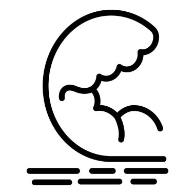 Sakin su üzerinde kırılan bir dalganın minimalist çizgi sanat simgesi