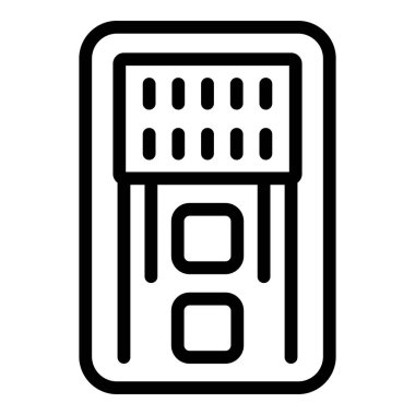 Hesap makinesini temsil eden basit siyah beyaz çizgi resim simgesi, web ve uygulama arayüzleri için idealdir