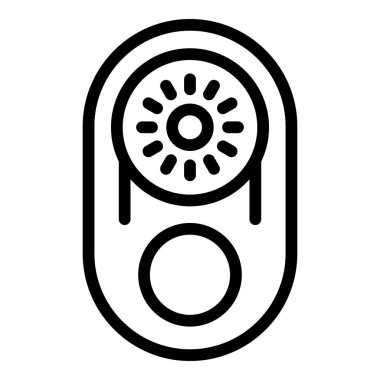 Siyah ve beyaz olarak taşınabilir bir kablosuz hoparlörün basitleştirilmiş çizgi sanat temsilcisiName