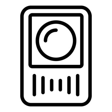 Dijital müzik çalarının basitleştirilmiş siyah beyaz çizgi çizimi, simgeler ve logolar için mükemmel