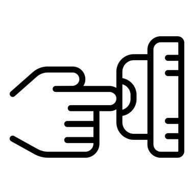 Kapı ziline basan bir elin siyah-beyaz çizimi, basit çizgi tasarımı