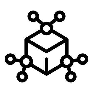 Ağ düğümlerine bağlı 3d küpün vektör simgesi, engelleme zinciri teknolojisini temsil ediyor