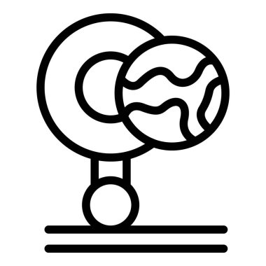 Çubuğa stilize edilmiş lolipopun siyah beyaz çizimi