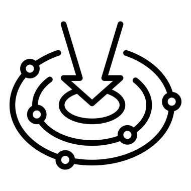 Merkezi noktasında ok olan bir hedefi gösteren basit bir siyah beyaz çizgi simgesi