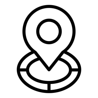 Bir konum pin simgesinin siyah ve beyaz çizgisi soyut bir çember şekli üzerine