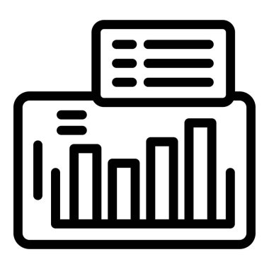 Bir bar çizelgesi ve belgesine sahip siyah ve beyaz minimalist simge, iş sunumları için ideal