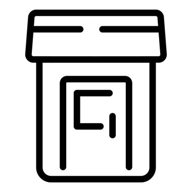 Basit, modern bir dükkan cephesinin siyah beyaz çizimi