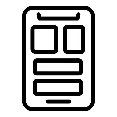 Boş ekran tutucuları ile akıllı telefon arayüzünü temsil eden siyah dış hat vektör simgesi