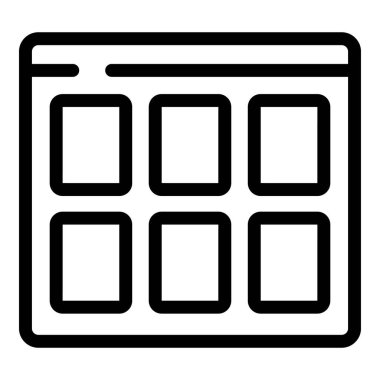 Siyah çizgili, minimalist tasarımı olan basitleştirilmiş bir web tarayıcı penceresinin vektör simgesi