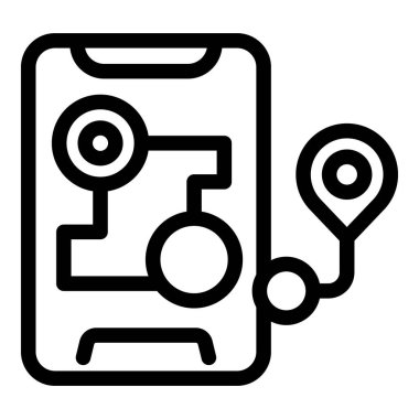 Seyrüsefer ve rota optimizasyonu için mobil uygulamayı temsil eden siyah ve beyaz simge