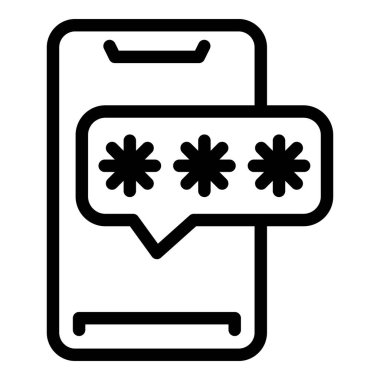 Bir cep telefonu ekranında güvenli bir şifrenin siyah-beyaz çizimi