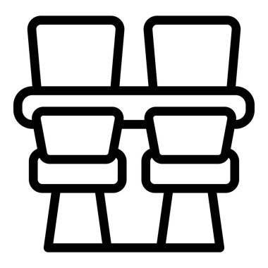 Bir çift tiyatro veya sinema koltuğu tasvir eden siyah ana hatlı vektör simgesi